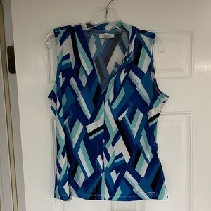 Blue and white Calvin Klein dress shirt blouse